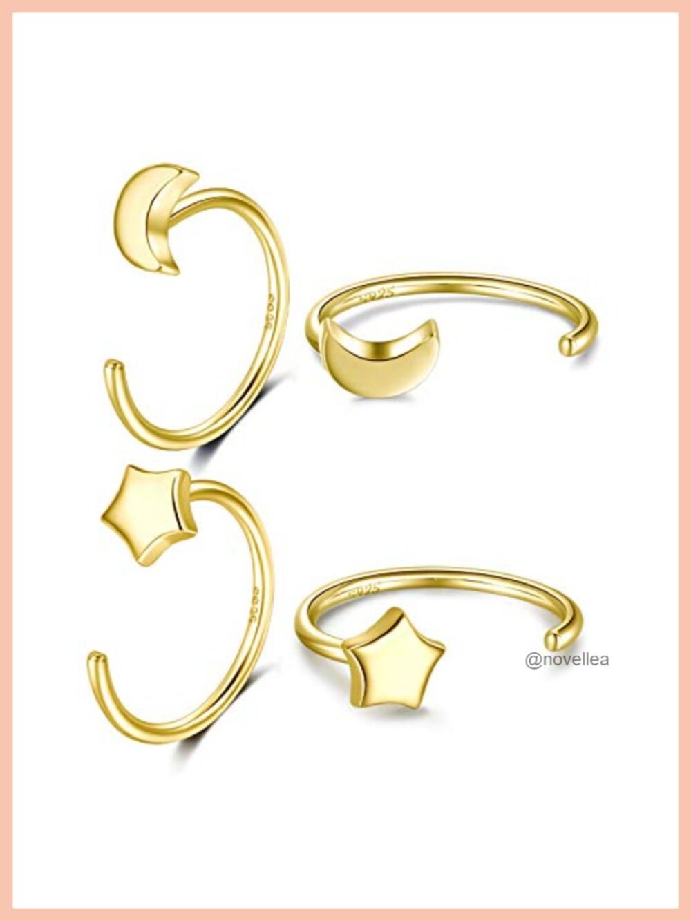 Sterling Silver Half Hoop Earrings Set Moon Star Cross Pearl Huggies